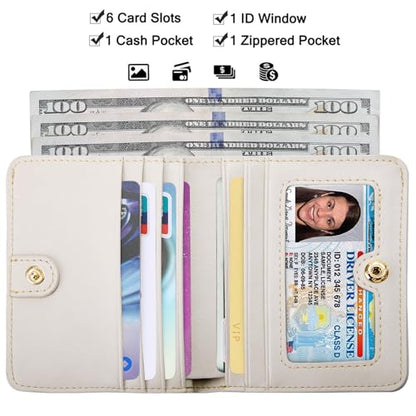 Itslife Women's Rfid Blocking Small Compact Bifold Leather Pocket Wallet Ladies Mini Purse with id Window (White) - color: White