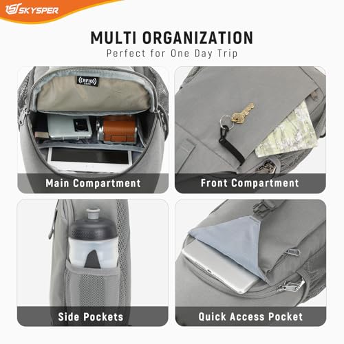 SKYSPER Sling Bag RFID Cross Body Bag Recycled Crossbody Backpack Travel Daypack - color: Gray