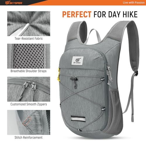 SKYSPER Foldable Hiking Backpack 10L/15L Small Lightweight Travel Daypack - color: Gray, size: 10 liters