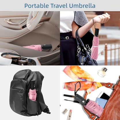 TradMall Travel Umbrella 42/45 Inches Double Vented Canopy - color: Pink, size: 42 Inches
