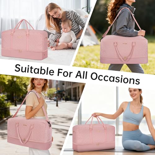 23" Weekender Bag Overnight Bag Travel Duffel Bag for Women - color: Pink, size: Extra Large