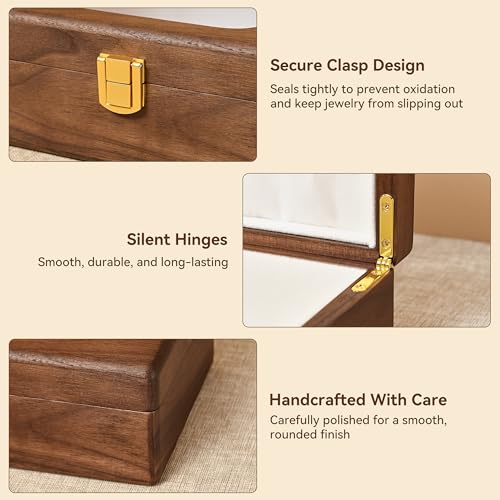 Black Walnut Wooden Jewelry Box, Small 2 Layer Travel Jewelry Case - color: 2-Layer
