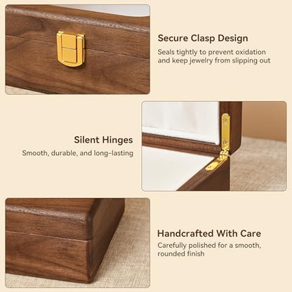Black Walnut Wooden Jewelry Box, Small 2 Layer Travel Jewelry Case - color: 2-Layer