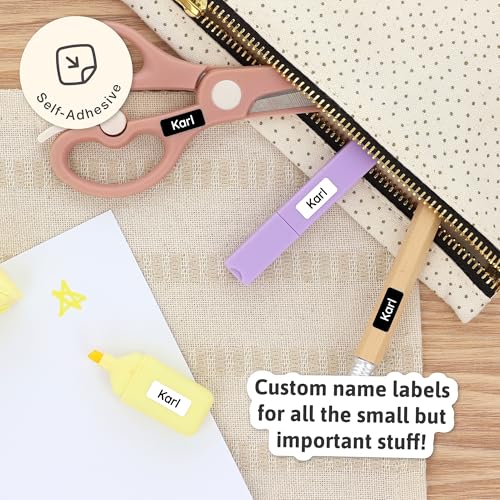 Mini Name Labels (175) - Custom Personalized Name Labels for Labeling Tiny Items, Washer and Dryer-Safe Waterproof Labels for Daycare, Preschool, and School - Black and White - color: Black and White