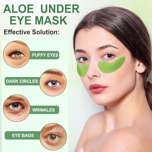 Eye Mask, 30 Pairs Aloe Under Eye Patches for Puffy Eyes and Dark Circles - color: Light Green