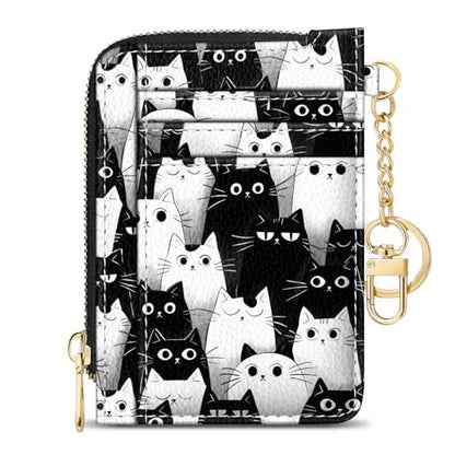 GIANCOMICS Slim Wallet Women, Credit Card Holder, Small Rfid Cats Case - color: Cats