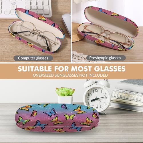 Glasses Case Hard Shell,Portable Protective Eyeglasses Case, Eyeglass Holder Box with Cleaning Cloth,for Women Men - color: Butterfly 1