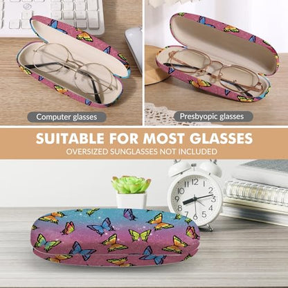 Glasses Case Hard Shell,Portable Protective Eyeglasses Case, Eyeglass Holder Box with Cleaning Cloth,for Women Men - color: Butterfly 1