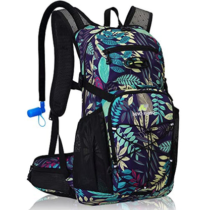 N NEVO RHINO Hydration Backpack, 18L Hiking Backpack with 3L Water Bladder - color: blue print
