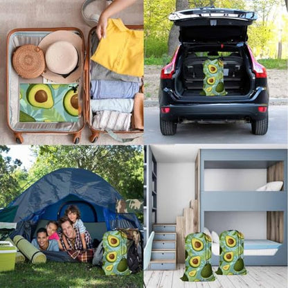 Swono Avocado Large Laundry Bag Washable Large Dirty Clothes, Fruit Slices Exotic Monster Leaves Drawstring Organizer Bag, Fit Hamper Basket Camp Travel Home Dorm, Blue - color: Avocado