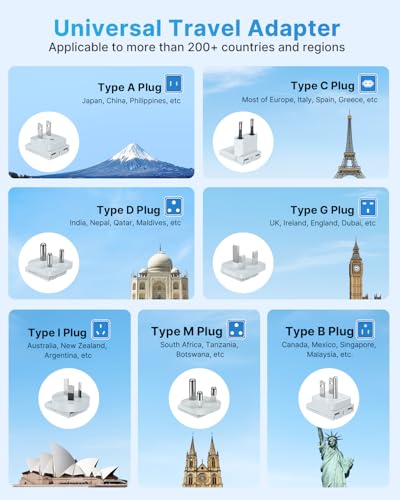 VINTAR Universal Travel Adapter for Apple Watch Charger, Type A,B,C,D,G,I,M - style: Type A/B/C/G/D/M/I-All in One Adapter
