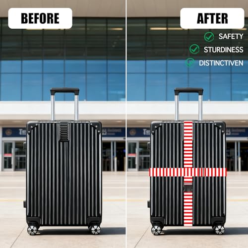 Nuxovilar Luggage Straps Set for Suitcase 1.96x90.5in Polyester - color: CC01456, size: 1.96"x90.5"