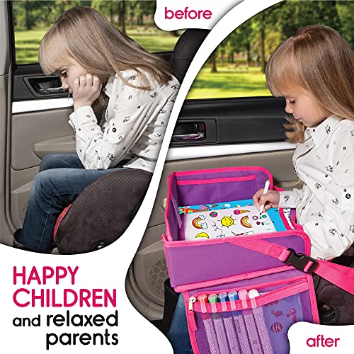 Kids Travel Tray - Toddler Car Seat Tray & Lap Desk - Pink - color: PINK