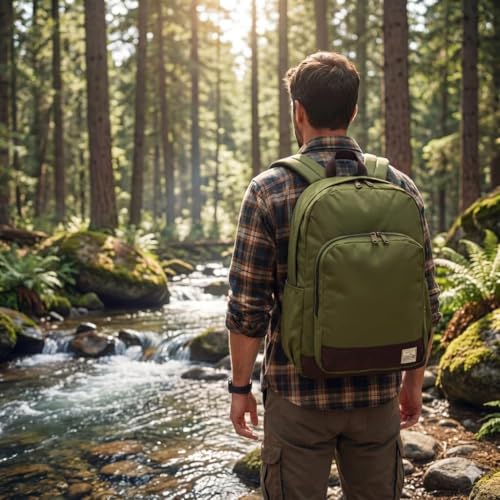 Bass Creek Outfitters Classic Backpack - Two Tone Half Print - Beige/Green - color: 베이지/그린, size: 22L Backpack