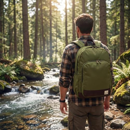 Bass Creek Outfitters Classic Backpack - Two Tone Half Print - Beige/Green - color: 베이지/그린, size: 22L Backpack