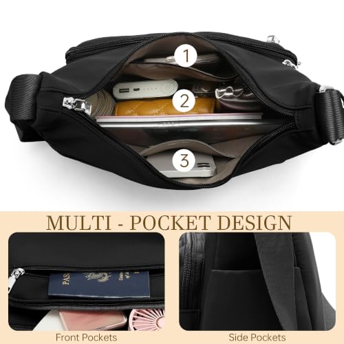 Medium Women's Crossbody Handbags Ladies Shoulder bag for Travel - color: Black