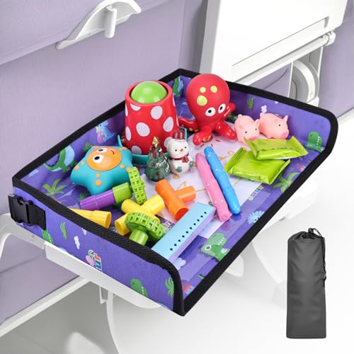 Kids Tray Table Cover, Airplane Tray Cover with Pockets - color: Blue