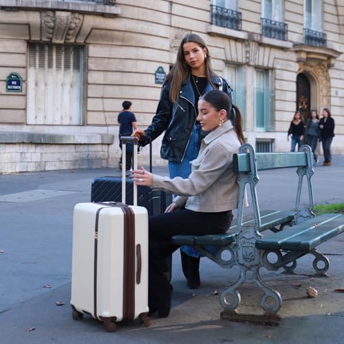 ELLE Luxe Journey 3 Piece Expandable Retro Spinner Luggage Set, Navy - color: Navy