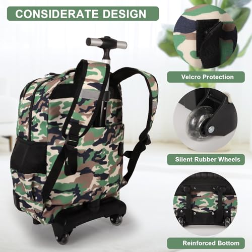 Tilami Rolling Backpack for Boys and Girls,Camouflage - color: Camouflage