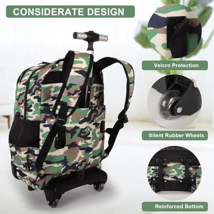 Tilami Rolling Backpack for Boys and Girls,Camouflage - color: Camouflage
