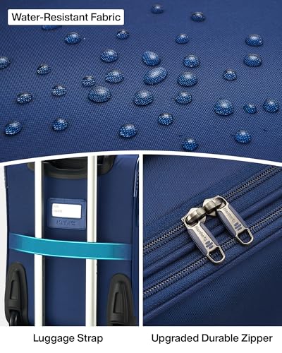 Hanke Underseat Carry On Luggage with Wheels, 17 Inch Rolling Bag, Blue - color: Blue, size: 17 Inch Underseat Plus
