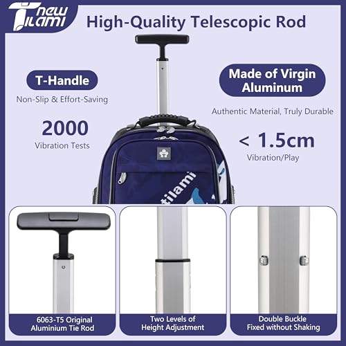 NEW TILAMI 19 Inch Rolling Backpack 4 Spinner Wheels for School, Dark Blue - color: Blue Shadow Illusory Form