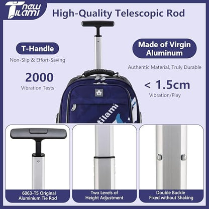 NEW TILAMI 19 Inch Rolling Backpack 4 Spinner Wheels for School, Dark Blue - color: Blue Shadow Illusory Form