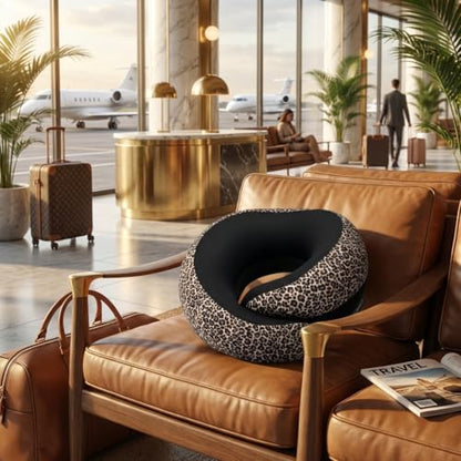 FlyHugz® Neck Travel Pillow Memory Foam Neck Pillow, Leopard Print - color: Leopard Print