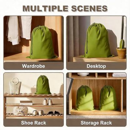 5 Pack Shoe Bags for Travel, Washable Dust Bags Drawstring Travel Shoe Bag - color: Green