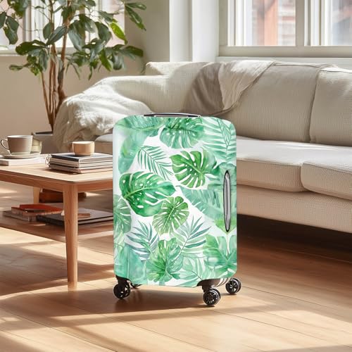 HOMETITUTE Tropical Leaf Luggage Cover 22-24 Inch Medium | Suitcase Protector, Baggage Sleeve | Medium Travel Cover, Luggage Wrap | Airport, Cruise, Hotel (Tropical Leaf) - color: Green#2
