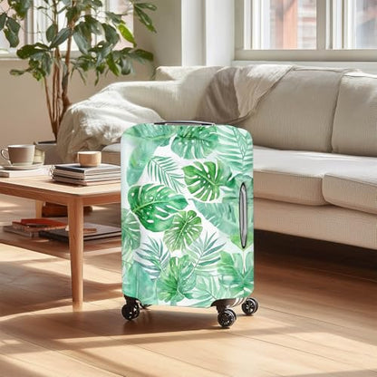 HOMETITUTE Tropical Leaf Luggage Cover 22-24 Inch Medium | Suitcase Protector, Baggage Sleeve | Medium Travel Cover, Luggage Wrap | Airport, Cruise, Hotel (Tropical Leaf) - color: Green#2