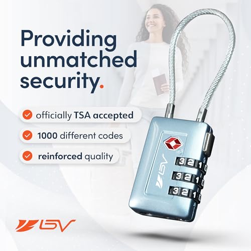 TSA Accepted Luggage Travel Lock, Set-Your-Own Combination Lock for School Gym Locker, Luggage Suitcase Baggage Locks, Filing Cabinets, Toolbox, Case (TSA008-2 Pack, Arctic Blue)