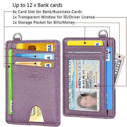 FurArt Slim Minimalist Wallet RFID Credit Card Holder for Men - color: Litchi Lavender