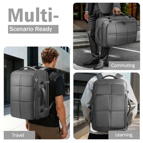 Travel Backpack for Men, 50L Expandable Large Carry On TSA Backpack, Grey - color: Grey