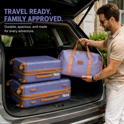 CONCEPTEN Luggage Sets 5 Piece, ABS+PC Hardshell Suitcases with Wheels - color: Slate Purple, size: 5 Piece Sets (20/24/28/Db/Tb)