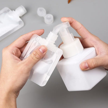 10Pcs 30ml Transparent Portable Fluid Packing Bags, New Travel Size Refillable Empty Squeeze Pouch, Premium Travel Pouches for Toiletry, Shampoo Shower Gel Squeezable Bags, Refillable Containers