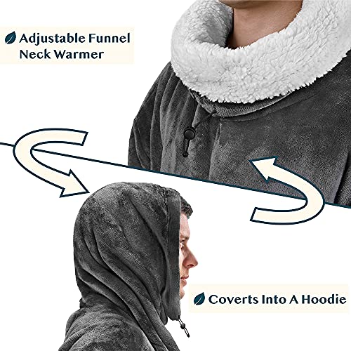 PAVILIA Wearable Blanket Hoodie Women Men, Oversized Hooded Sweatshirt - color: Gray, size: Fleece
