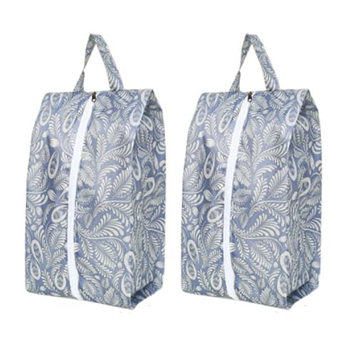 2 Pack Travel Shoe Bags for Packing,2 Pcs Extra Large Waterproof Nylon Portable Packing bag with Zipper Travel Essentials Women for and Men - color: B6-Blue Pteris
