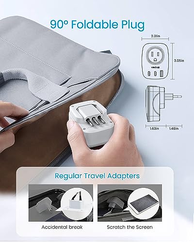 VINTAR Foldable Italy Travel Plug Adapter, 2 Pack Type L Adapter with USB-C - style: Type L-Foldable-Italy Chile