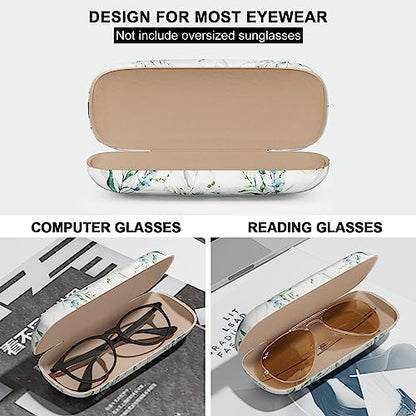 Eyeglasses Case, Hard Shell Protective Case for Glasses, Unisex for Women Men - color: Eucalyptus Leaves