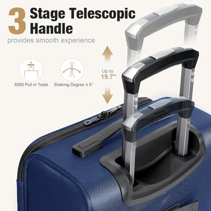 17 Inch Underseat Carry on Luggage with Removable Spinner Wheels - color: Blue, size: 17 inch_Underseat