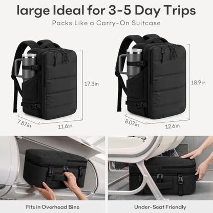 mibasies Travel Backpack for Women & Men 28L，Airline Personal Item Bag - color: Black, size: Large