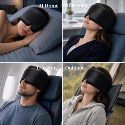 Silk Sleep Mask – 100% Mulberry Silk Eye Mask for Sleeping - color: Silk Black