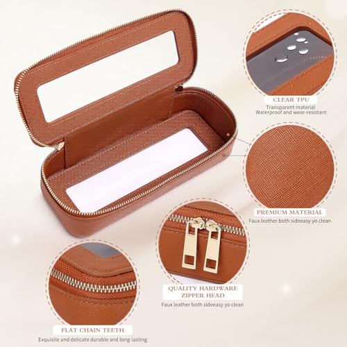 Pinkmik Travel Clear Makeup Bag, (Brown, M+SLIM) - color: B1/Brown, size: M+SLIM