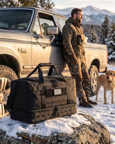 HOTOR Tactical Travel Duffel Bags for Men & Women with MOLLE Toiletry Pouch