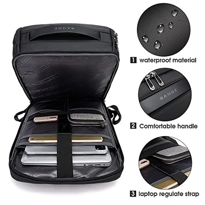 BANGE Business Smart Backpack Waterproof fit 15.6 Inch Laptop Backpack with USB Charging Port,Travel Durable Backpack - color: Black, size: Large