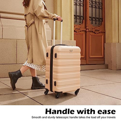 Coolife 수하물 세트, 3피스 가볍고 내구성이 뛰어난 하드쉘, 샴페인 신상품, 클래식 - color: 샴페인 신상품