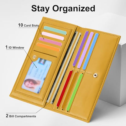 Tipmile Slim Wallet for Women, RFID Blocking Credit Card Holder - color: Mustard Yellow