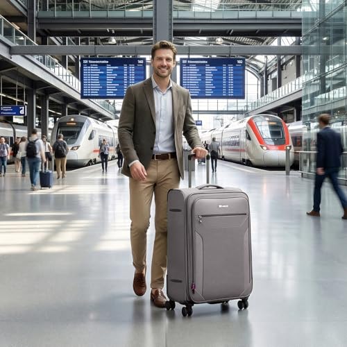 28'' Checked Softside Expandable 20% Luggage w/TSA LOCK - color: Grey, size: Checked-Large 28 inch