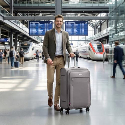 28'' Checked Softside Expandable 20% Luggage w/TSA LOCK - color: Grey, size: Checked-Large 28 inch